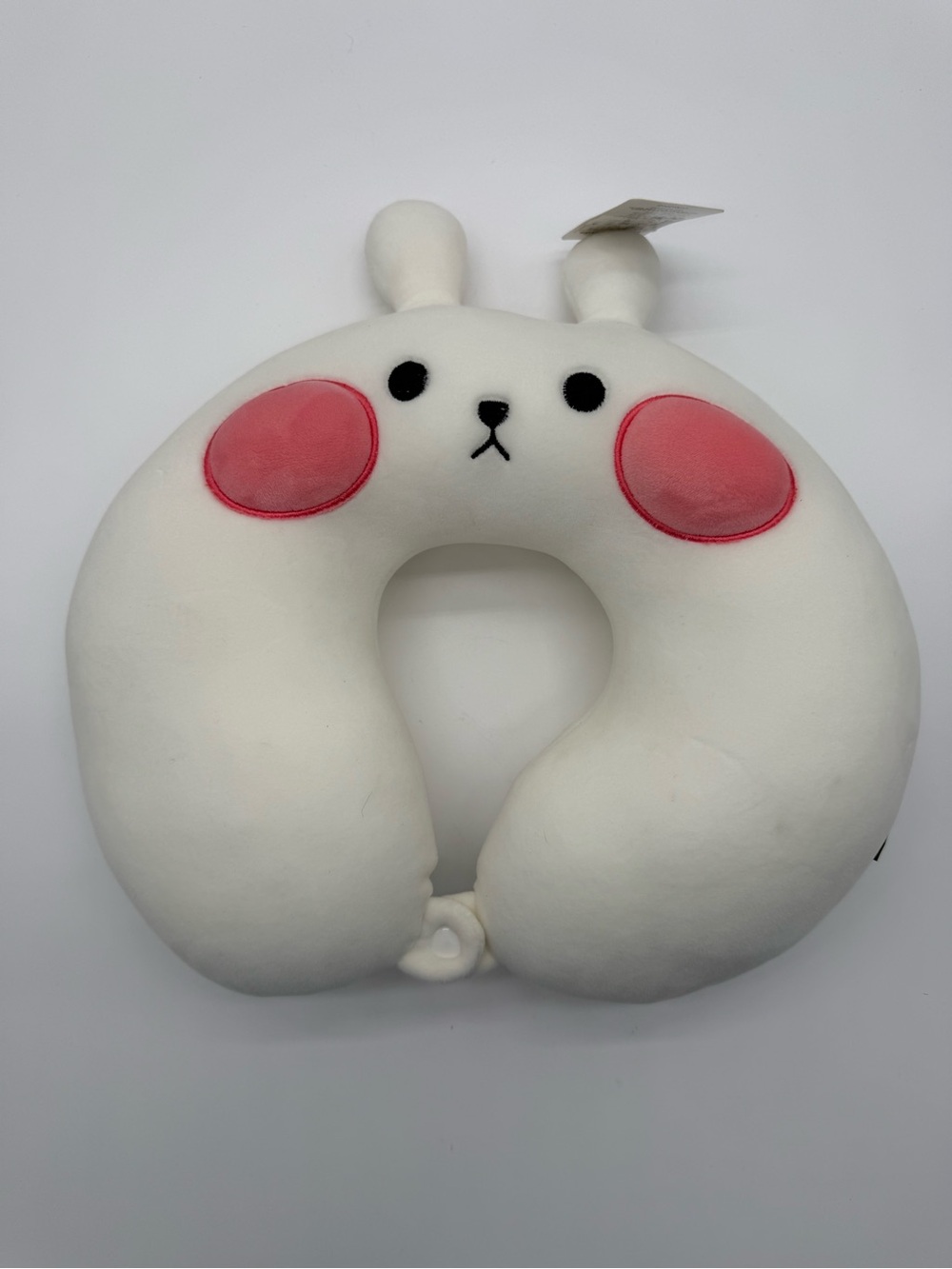 FRIENDS White Plush Bunny Neck Pillow with Pink Cheeks
